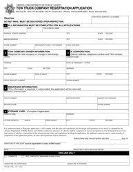 Form DPS802-07068 &quot;Tow Truck Company Registration Application&quot; - Arizona