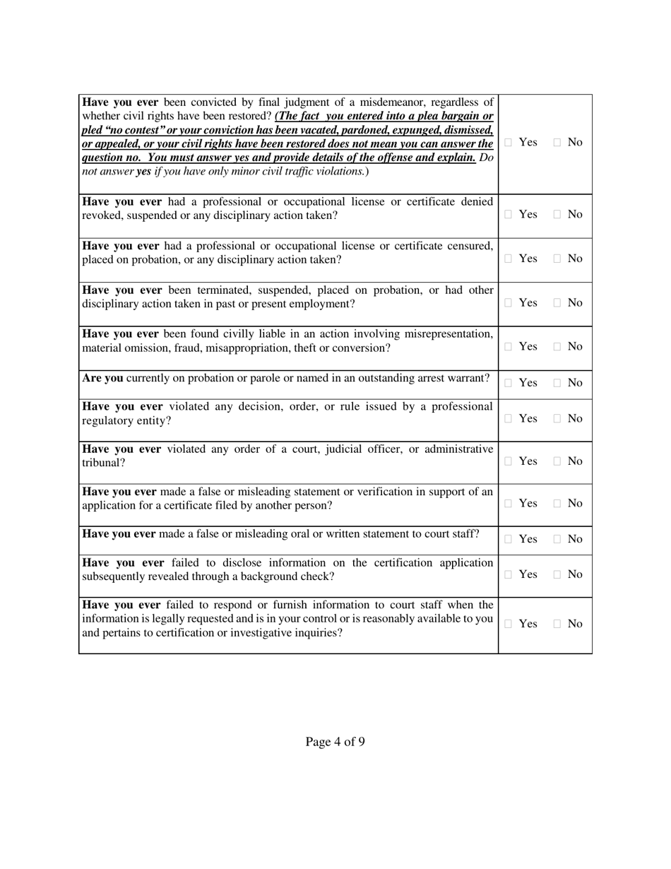 Private Process Server Certification Initial Certification Application Form - Arizona, Page 4