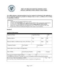 Private Process Server Certification Initial Certification Application Form - Arizona