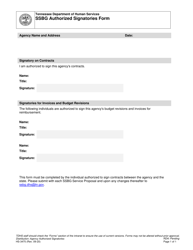 Document preview: Form HS-3475 Ssbg Authorized Signatories Form - Tennessee
