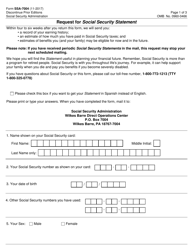 Form SSA-7004 &quot;Request for Social Security Statement&quot;