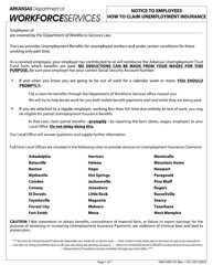 Document preview: Form DWS-ARK-237 Notice to Employees - How to Claim Unemployment Insurance - Arkansas