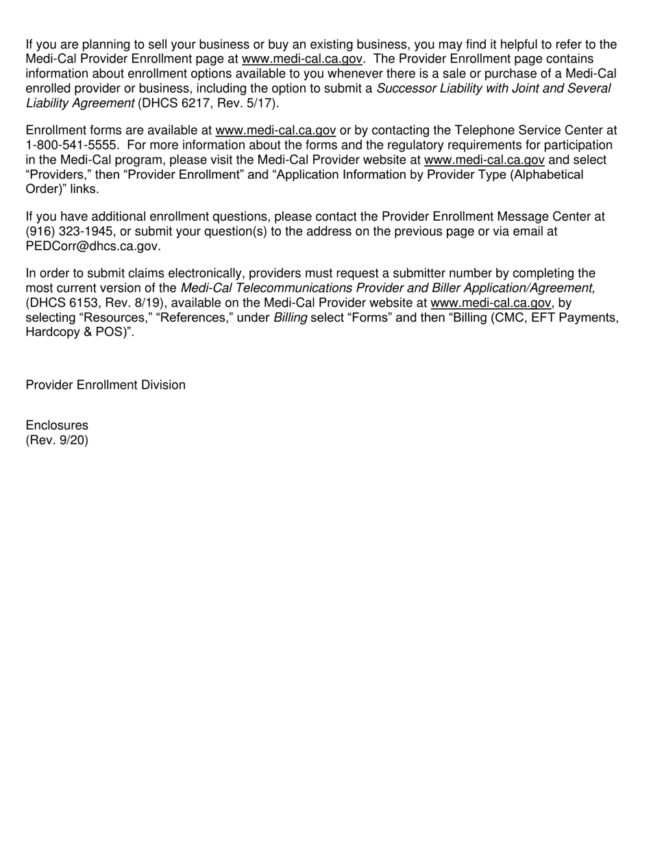 Form DHCS6204 Medi-Cal Provider Application - California, Page 2