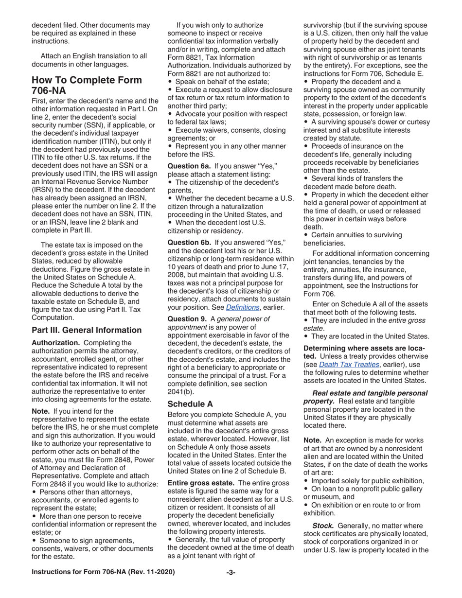 Instructions for IRS Form 706-NA United States Estate (And Generation-Skipping Transfer) Tax Return Estate of Nonresident Not a Citizen of the United States, Page 3