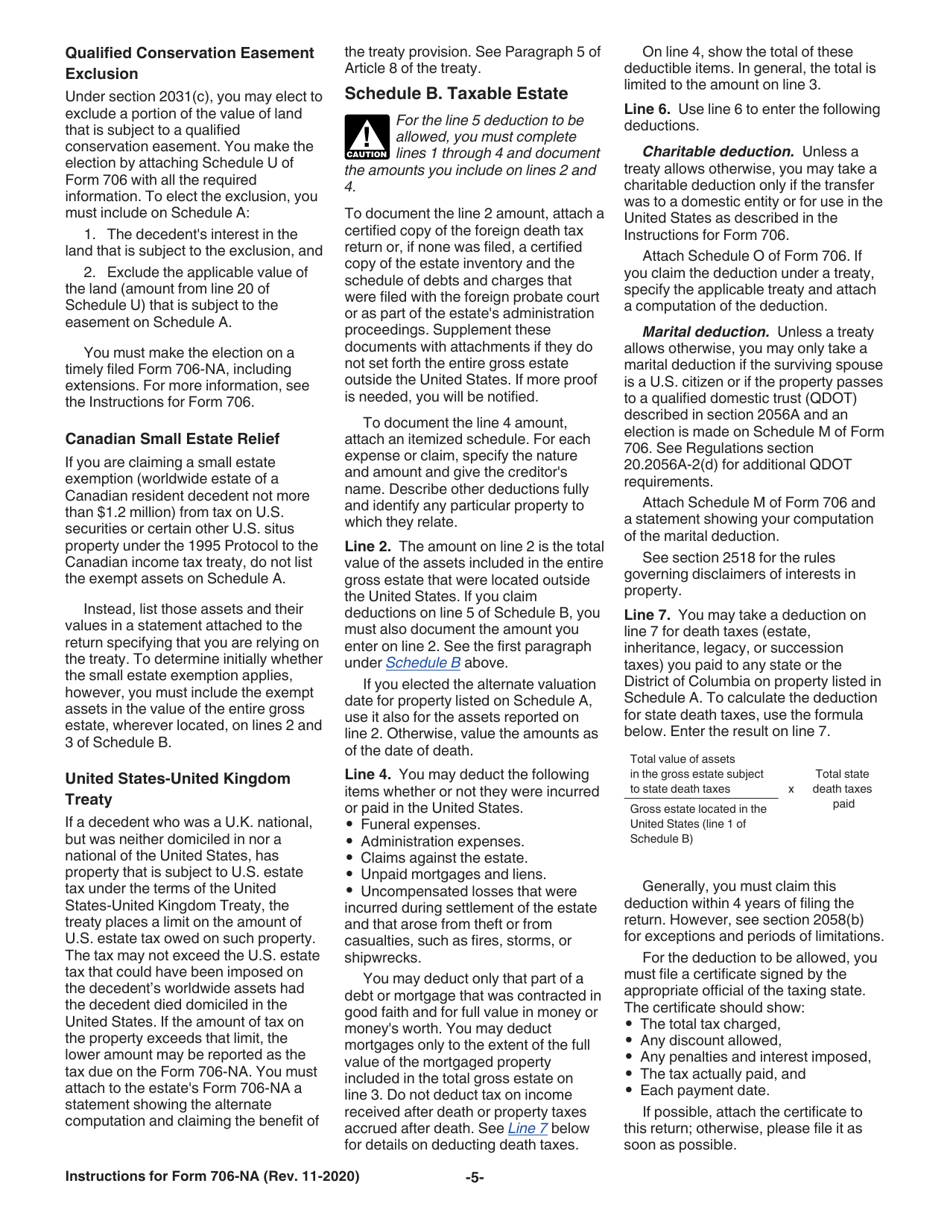 Instructions for IRS Form 706-NA United States Estate (And Generation-Skipping Transfer) Tax Return Estate of Nonresident Not a Citizen of the United States, Page 5