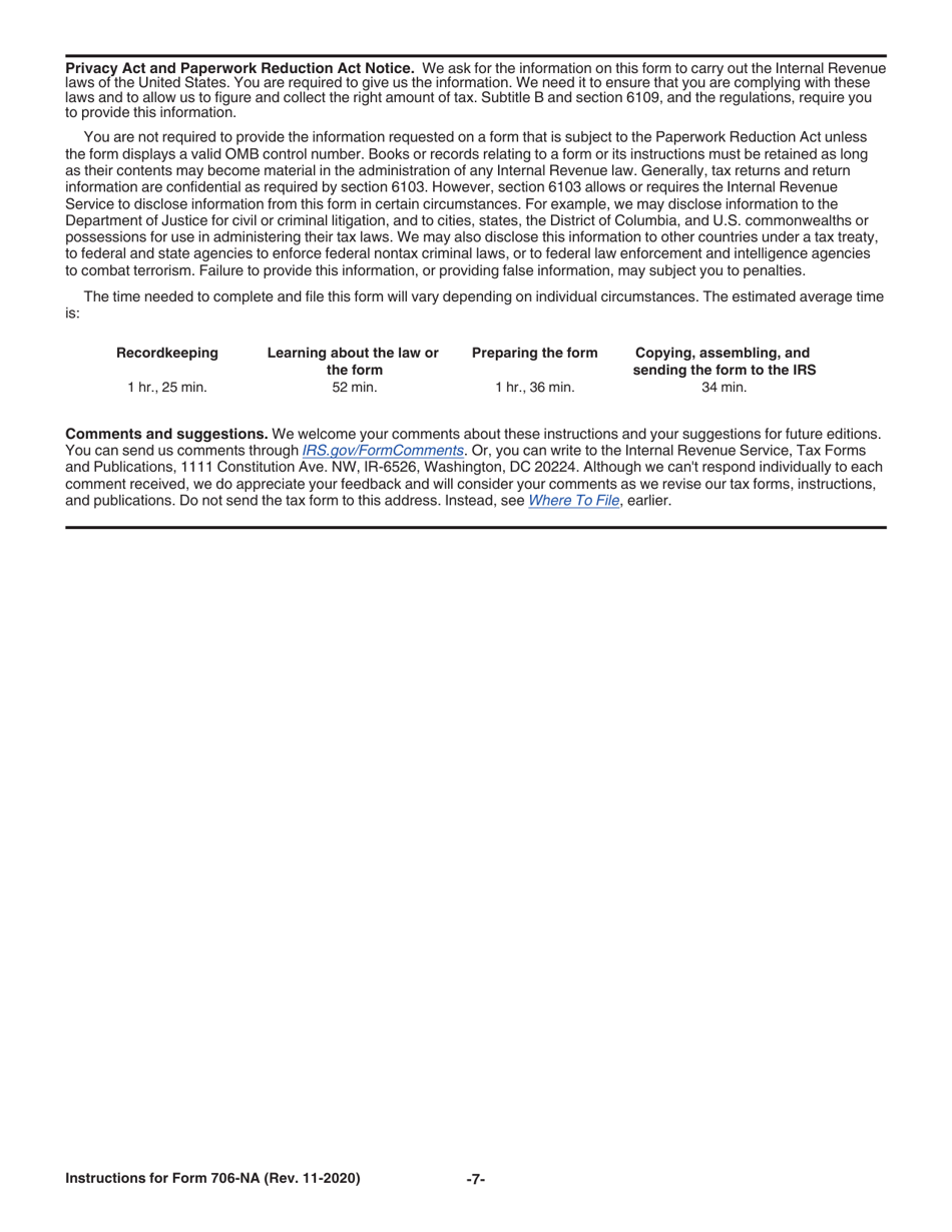 Instructions for IRS Form 706-NA United States Estate (And Generation-Skipping Transfer) Tax Return Estate of Nonresident Not a Citizen of the United States, Page 7