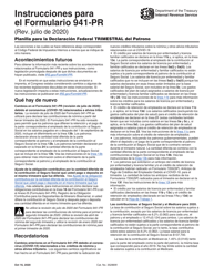Instrucciones para IRS Formulario 941-PR Planilla Para La Declaracion Federal Trimestral Del Patrono (Puerto Rican Spanish)