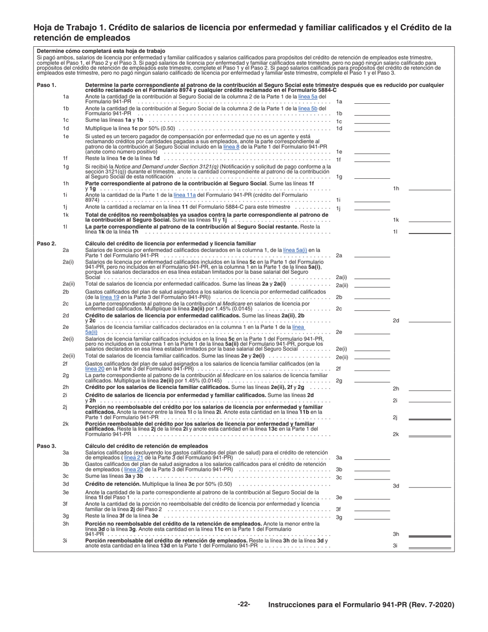 Instrucciones para IRS Formulario 941-PR Planilla Para La Declaracion Federal Trimestral Del Patrono (Puerto Rican Spanish), Page 22