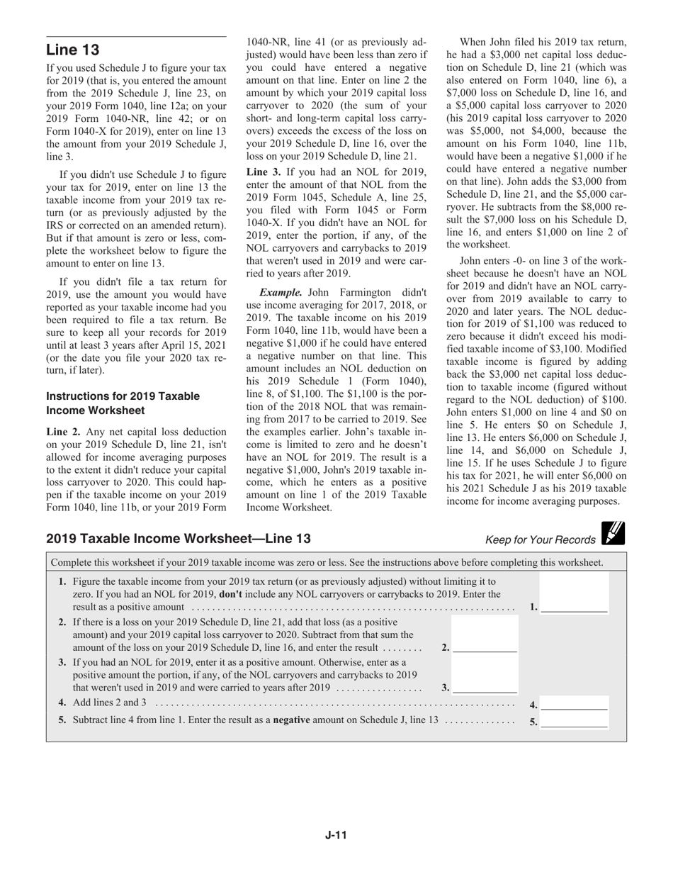 Instructions for IRS Form 1040 Schedule J Income Averaging for Farmers and Fishermen, Page 11