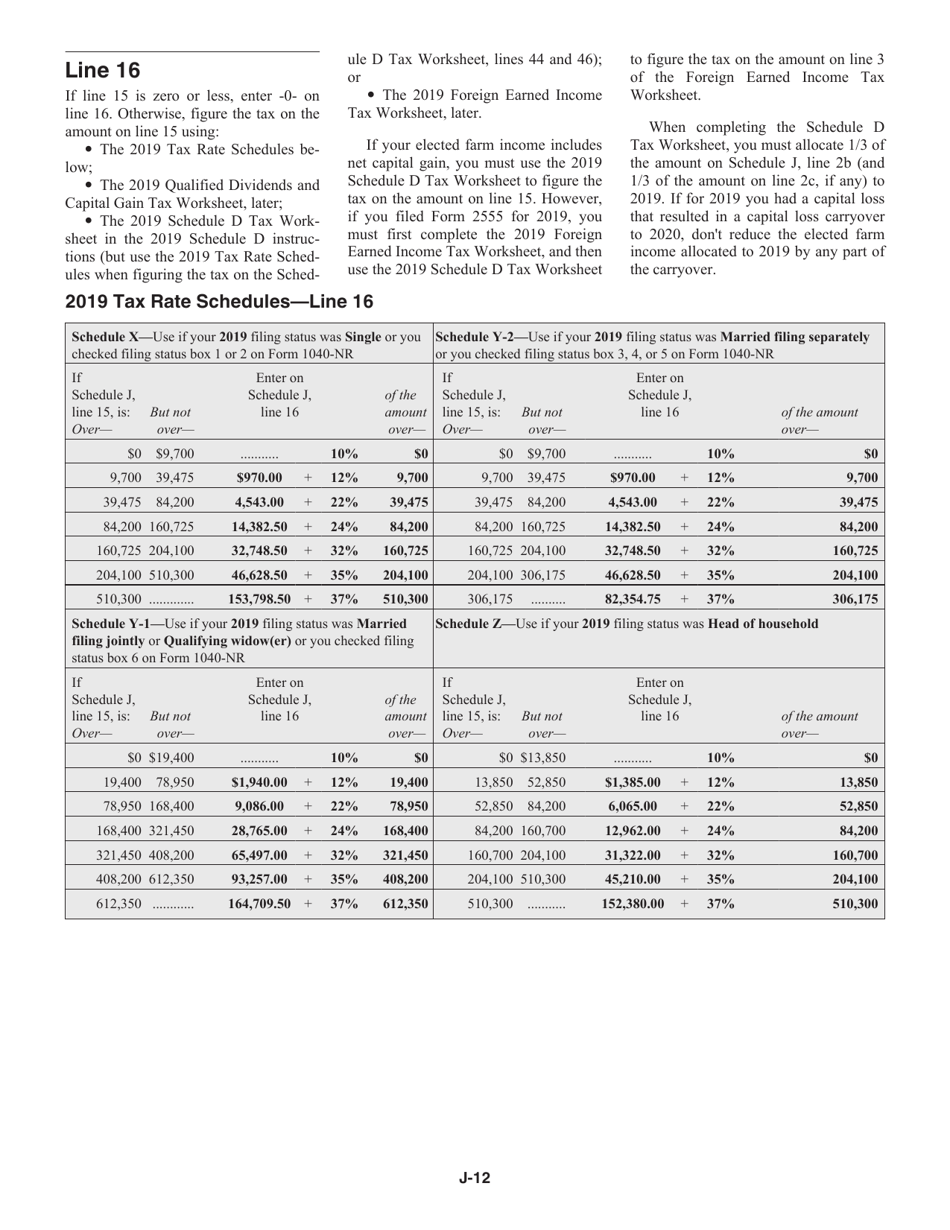 Instructions for IRS Form 1040 Schedule J Income Averaging for Farmers and Fishermen, Page 12