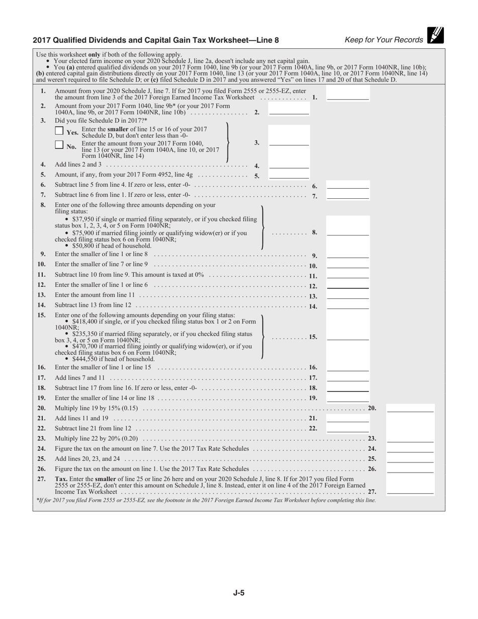 Instructions for IRS Form 1040 Schedule J Income Averaging for Farmers and Fishermen, Page 5