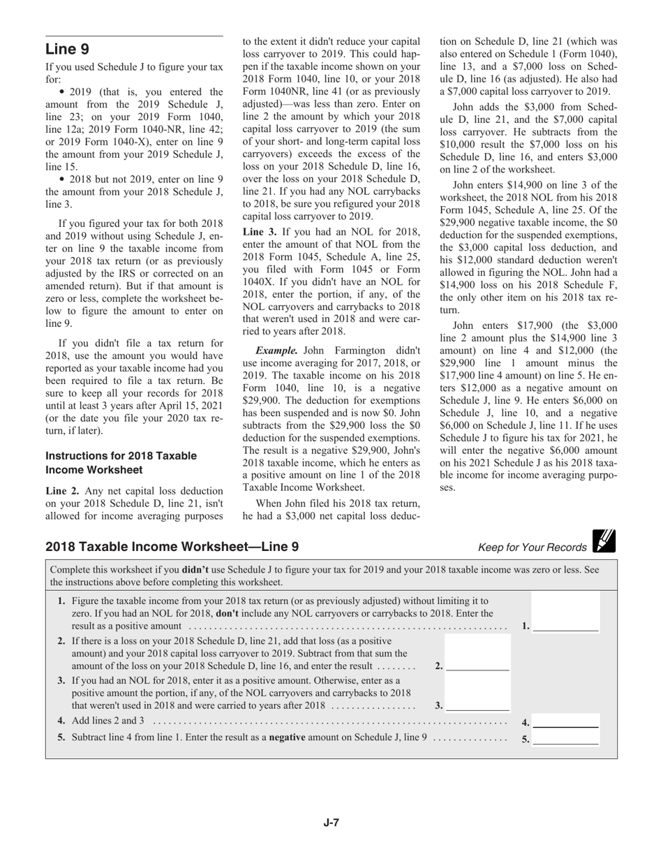 Instructions for IRS Form 1040 Schedule J Income Averaging for Farmers and Fishermen, Page 7