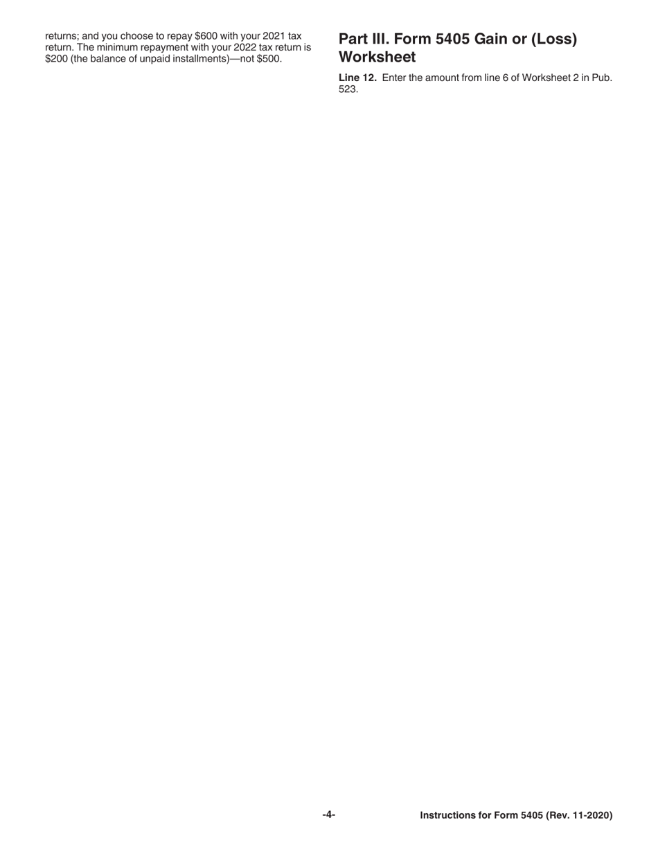 Instructions for IRS Form 5405 Repayment of the First-Time Homebuyer Credit, Page 4