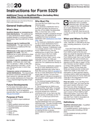 Document preview: Instructions for IRS Form 5329 Additional Taxes on Qualified Plans (Including IRAs) and Other Tax-Favored Accounts
