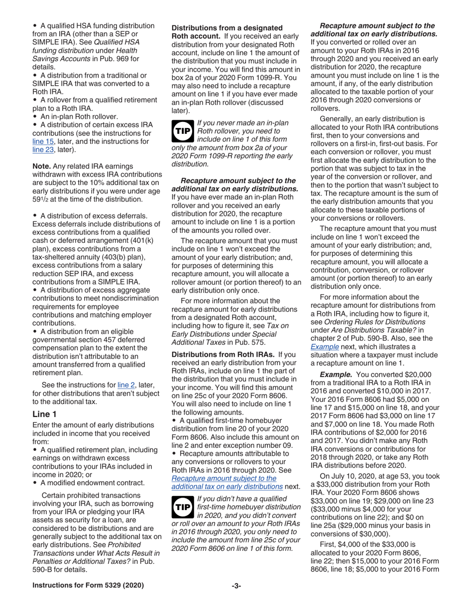 Instructions for IRS Form 5329 Additional Taxes on Qualified Plans (Including IRAs) and Other Tax-Favored Accounts, Page 3
