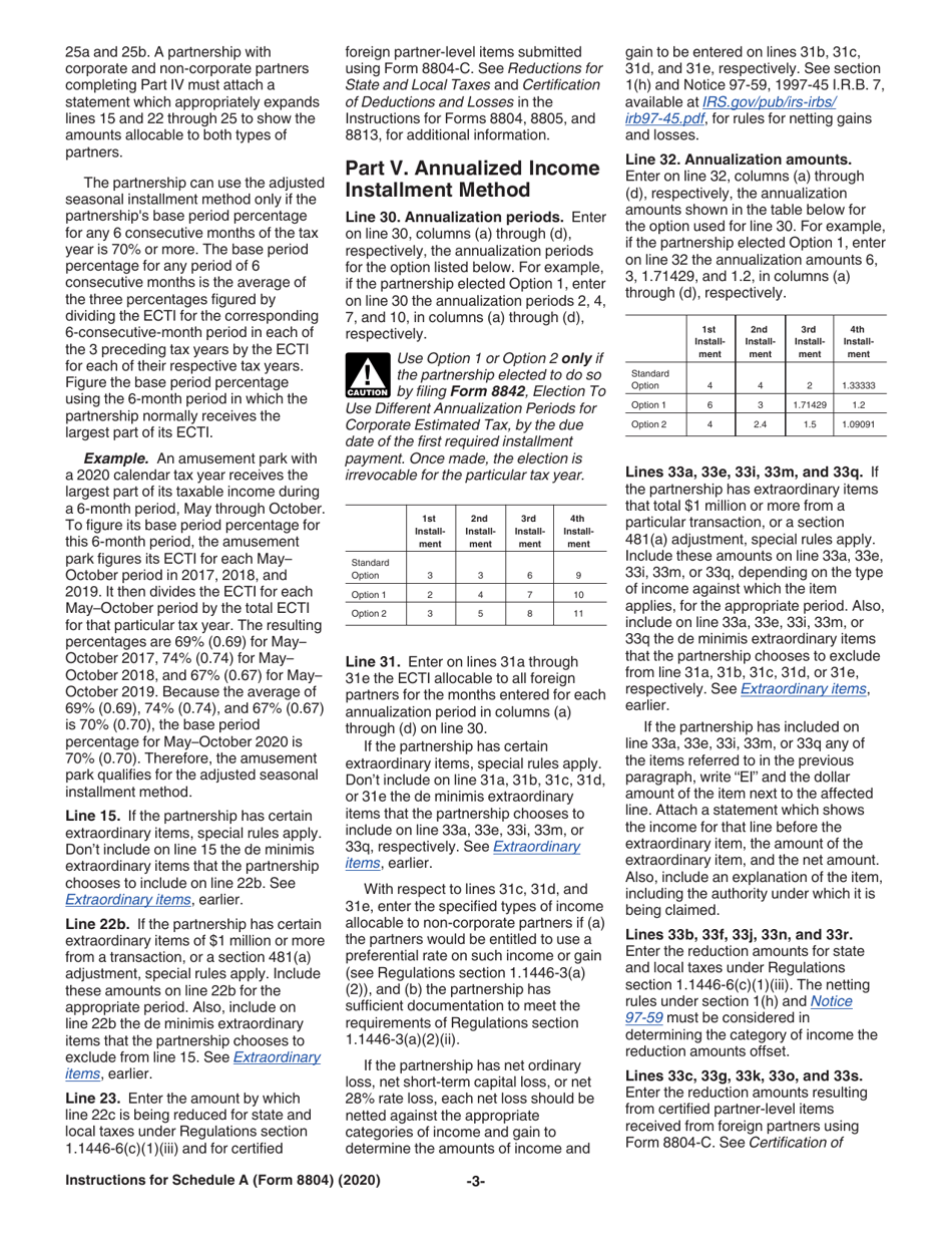 Instructions for IRS Form 8804 Schedule A Penalty for Underpayment of Estimated Section 1446 Tax by Partnerships, Page 3