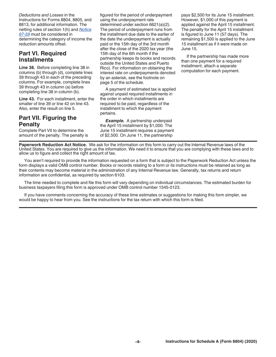 Instructions for IRS Form 8804 Schedule A Penalty for Underpayment of Estimated Section 1446 Tax by Partnerships, Page 4