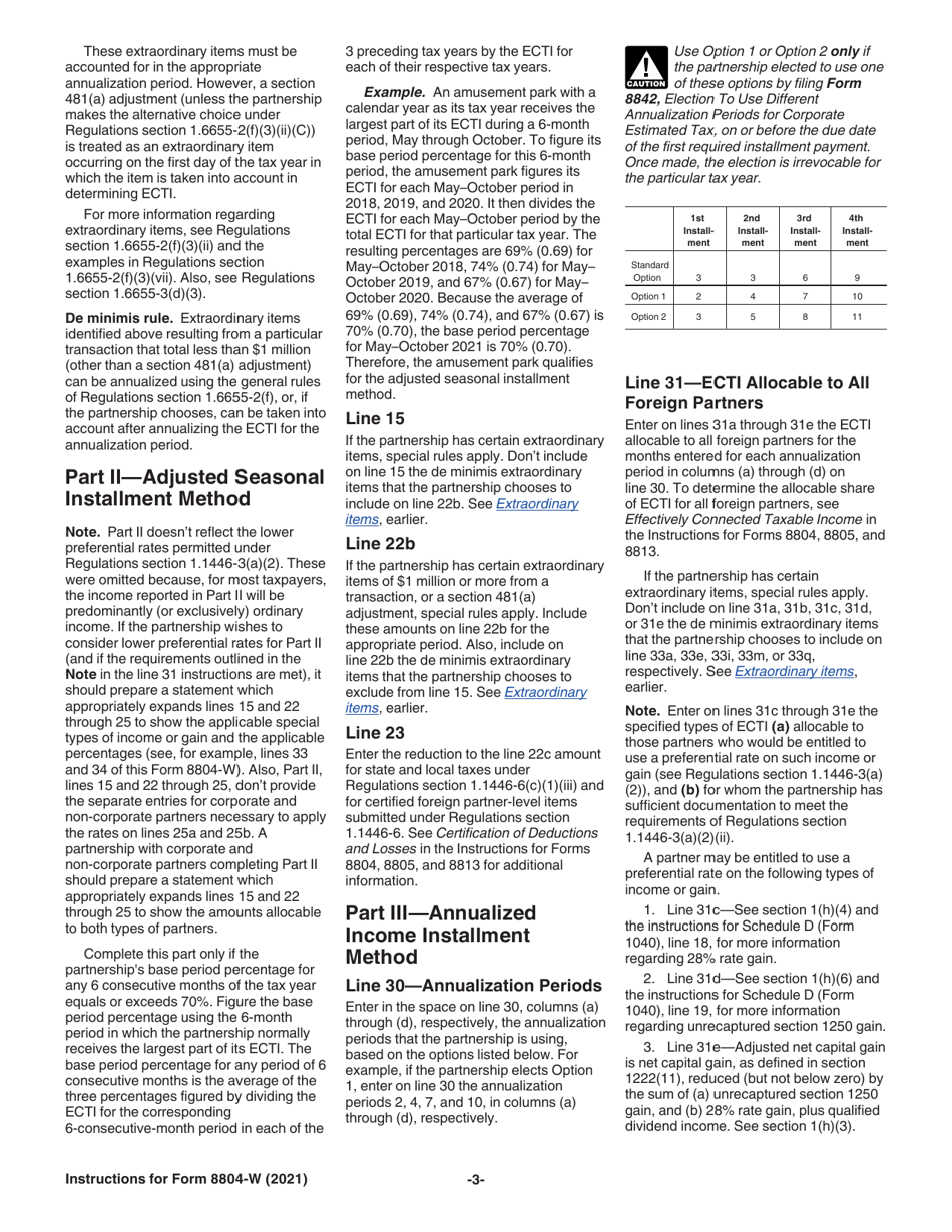 Instructions for IRS Form 8804-W Installment Payments of Section 1446 Tax for Partnerships, Page 3