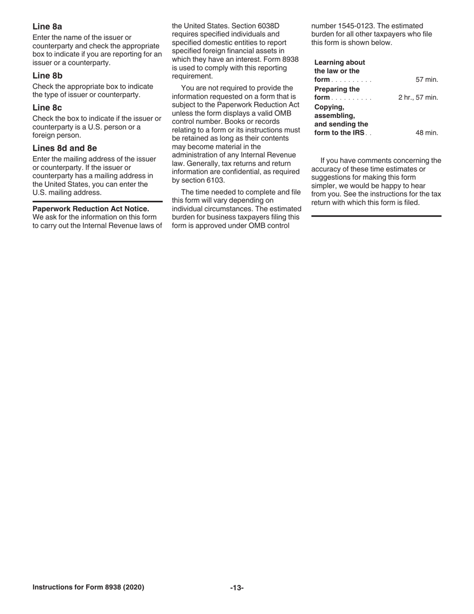 Instructions for IRS Form 8938 Statement of Specified Foreign Financial Assets, Page 13