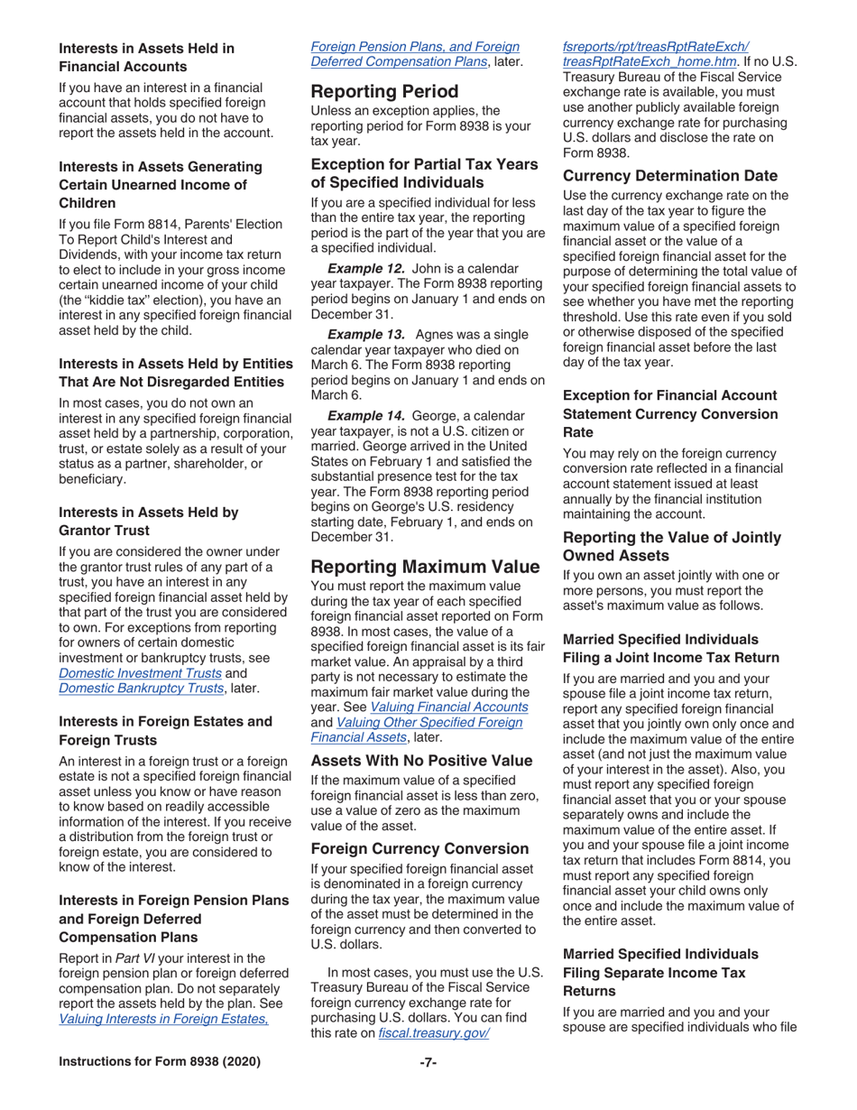 Instructions for IRS Form 8938 Statement of Specified Foreign Financial Assets, Page 7