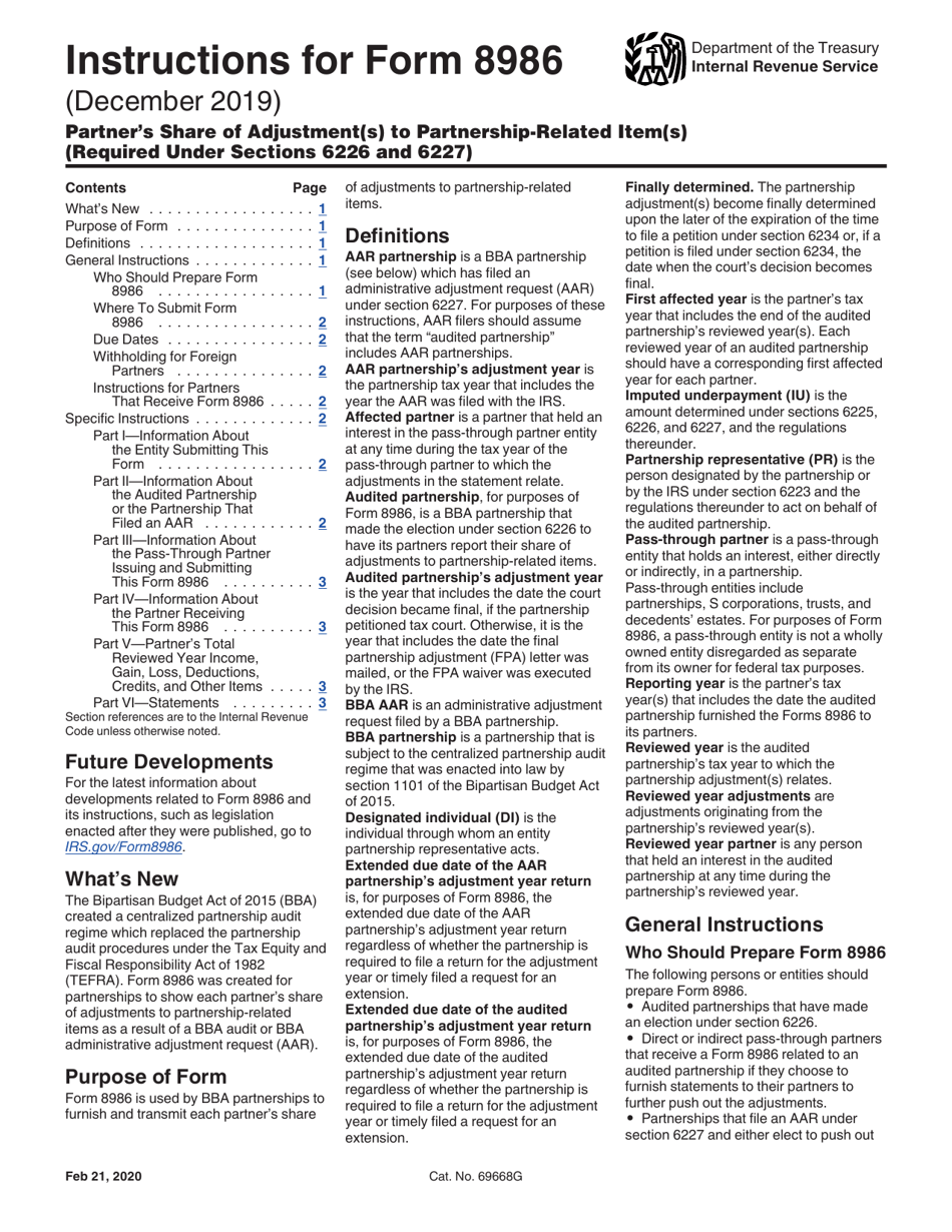 Instructions for IRS Form 8986 Partners Share of Adjustment(S) to Partnership-Related Item(S) (Required Under Sections 6226 and 6227), Page 3