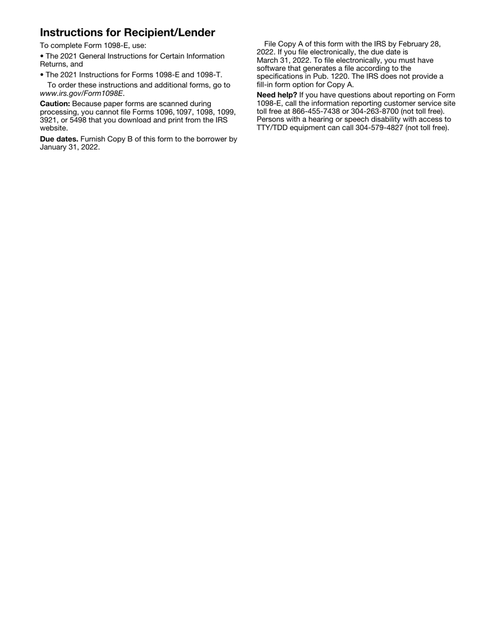 IRS Form 1098-E Student Loan Interest Statement, Page 6