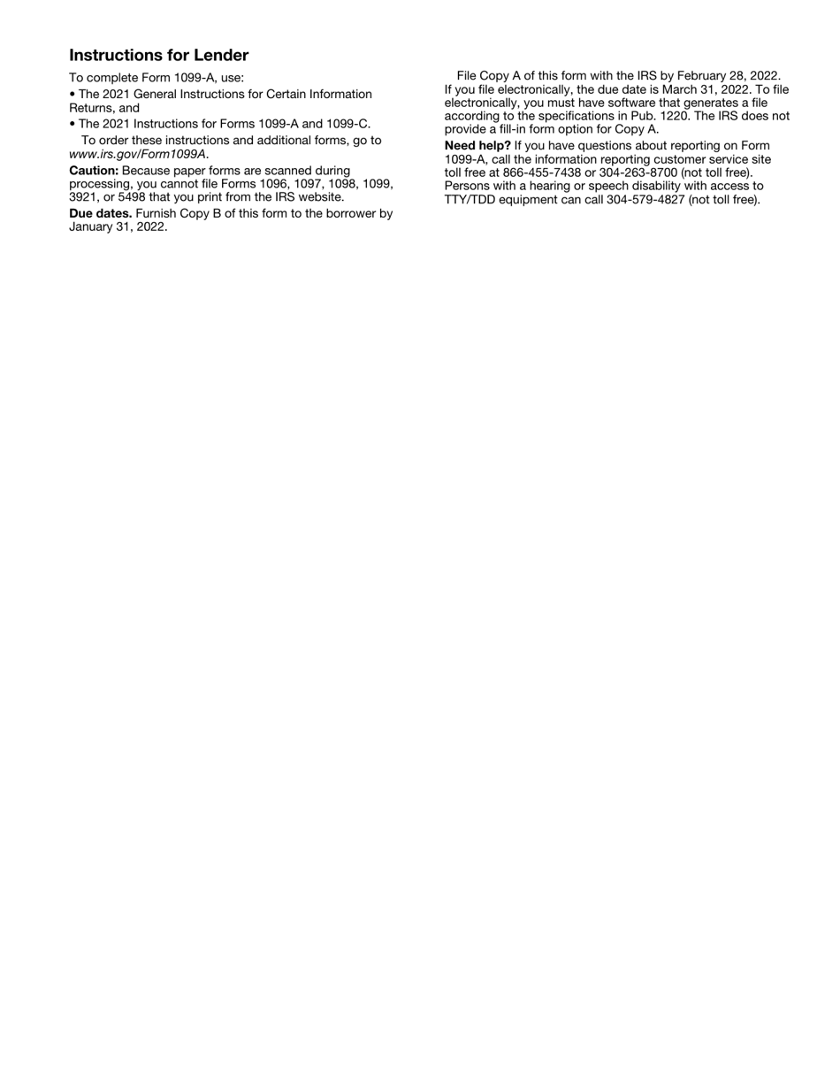 IRS Form 1099-A Acquisition or Abandonment of Secured Property, Page 6