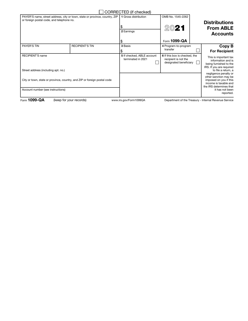 IRS Form 1099-QA - 2021 - Fill Out, Sign Online and Download Fillable ...