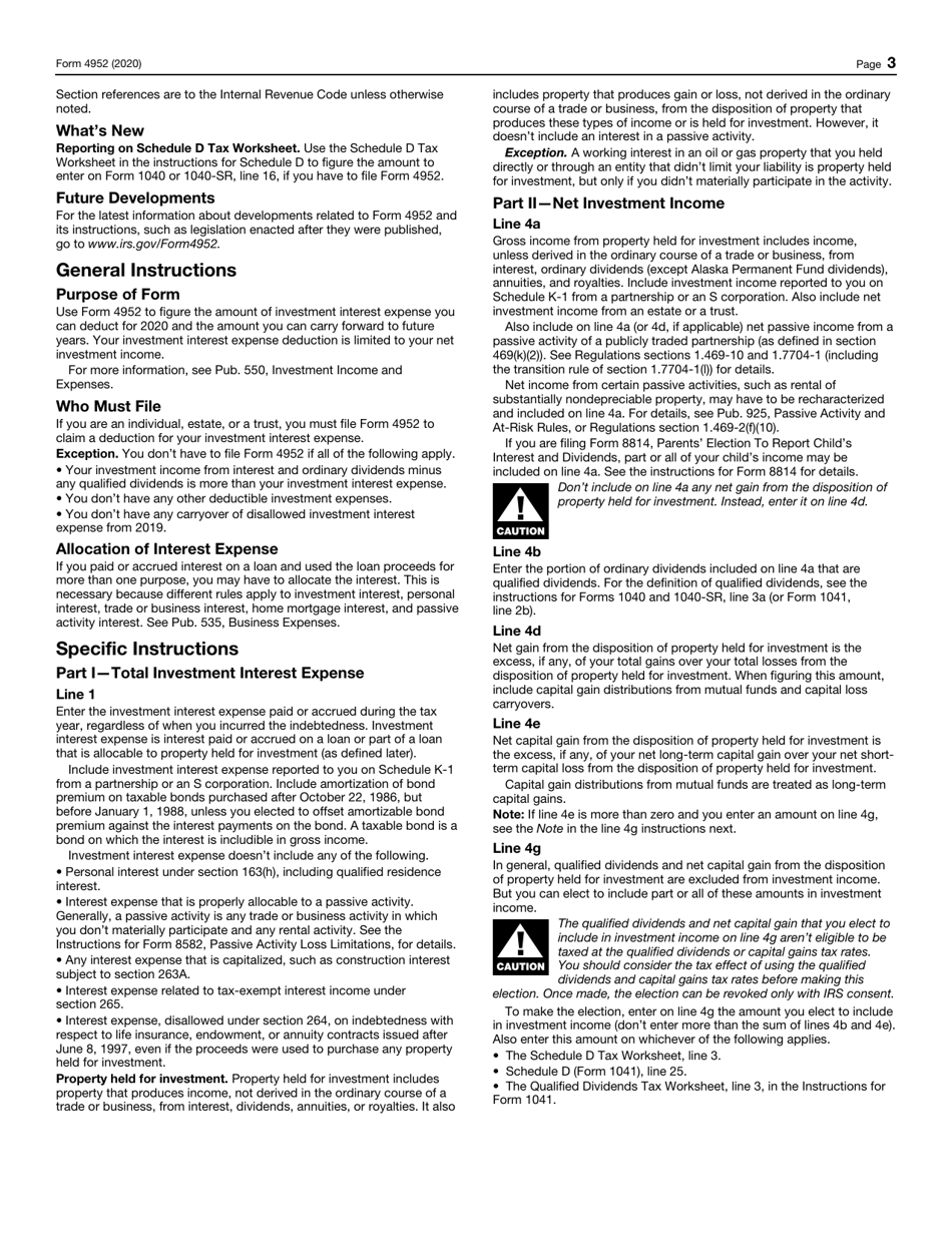 IRS Form 4952 Investment Interest Expense Deduction, Page 3