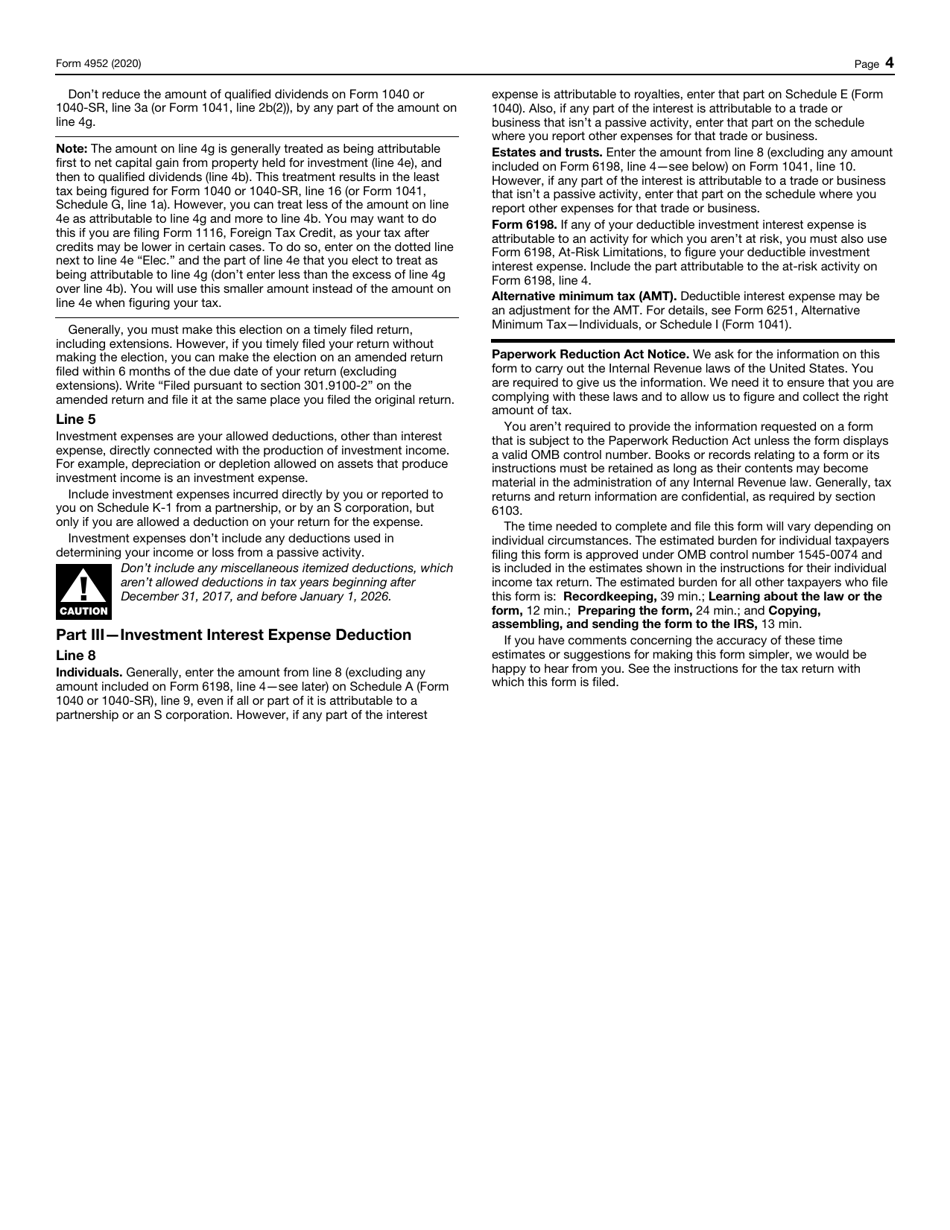 IRS Form 4952 Investment Interest Expense Deduction, Page 4