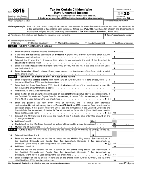 IRS Form 8615 2020 Printable Pdf
