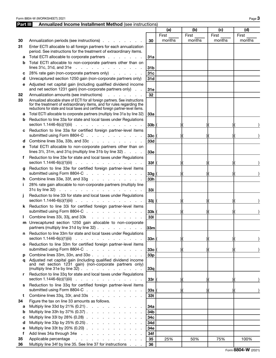 IRS Form 8804-W Installment Payments of Section 1446 Tax for Partnerships, Page 3
