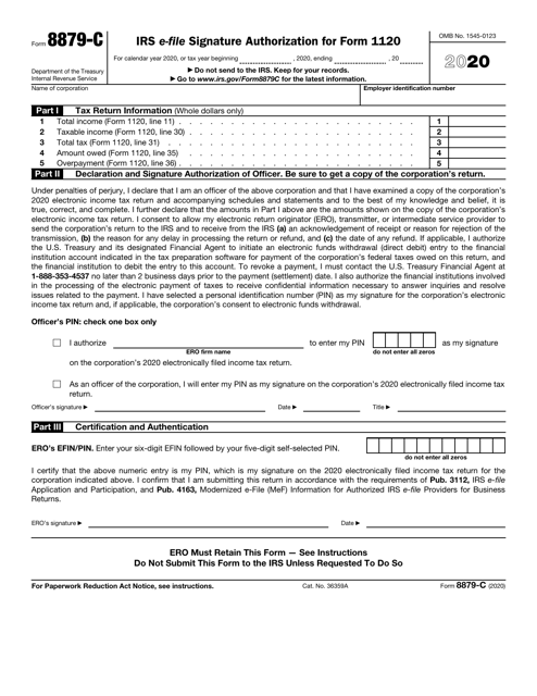IRS Form 8879-C 2020 Printable Pdf