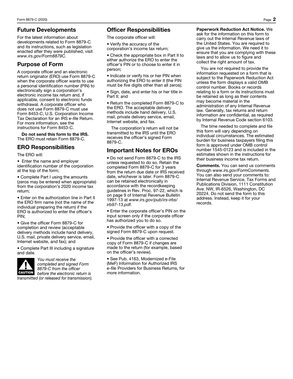 IRS Form 8879-C IRS E-File Signature Authorization for Form 1120, Page 2