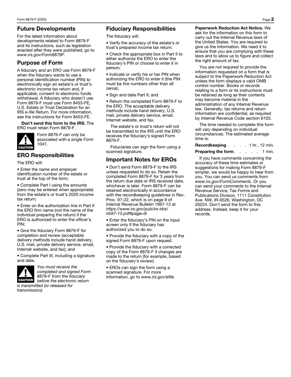 IRS Form 8879-F IRS E-File Signature Authorization for Form 1041, Page 2