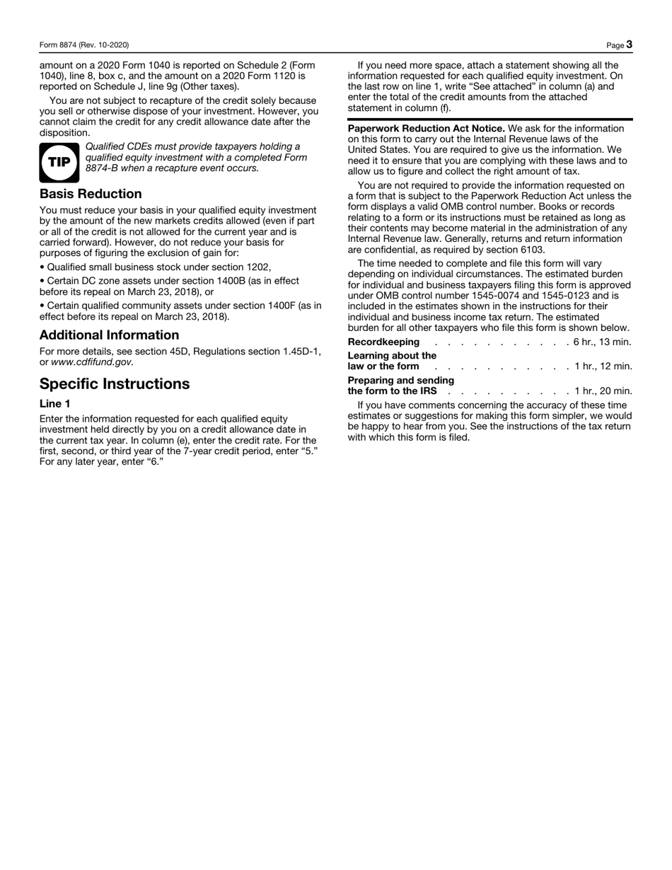 IRS Form 8874 New Markets Credit, Page 3