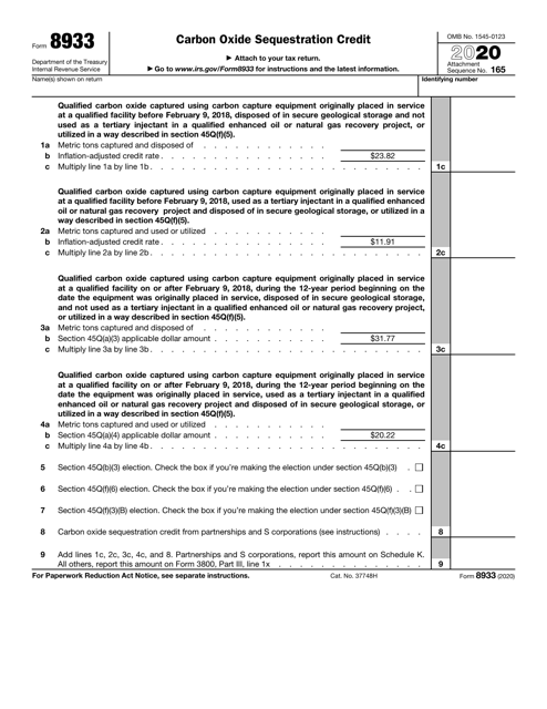 IRS Form 8933 2020 Printable Pdf