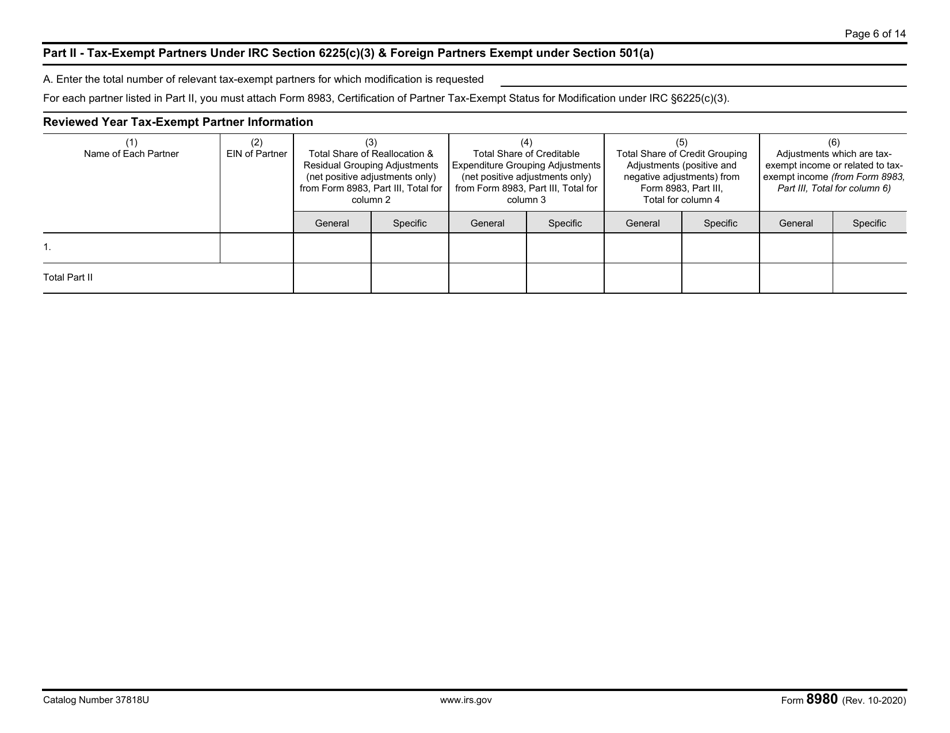 IRS Form 8980 Partnership Request for Modification of Imputed Underpayments Under IRC Section 6225(C), Page 6