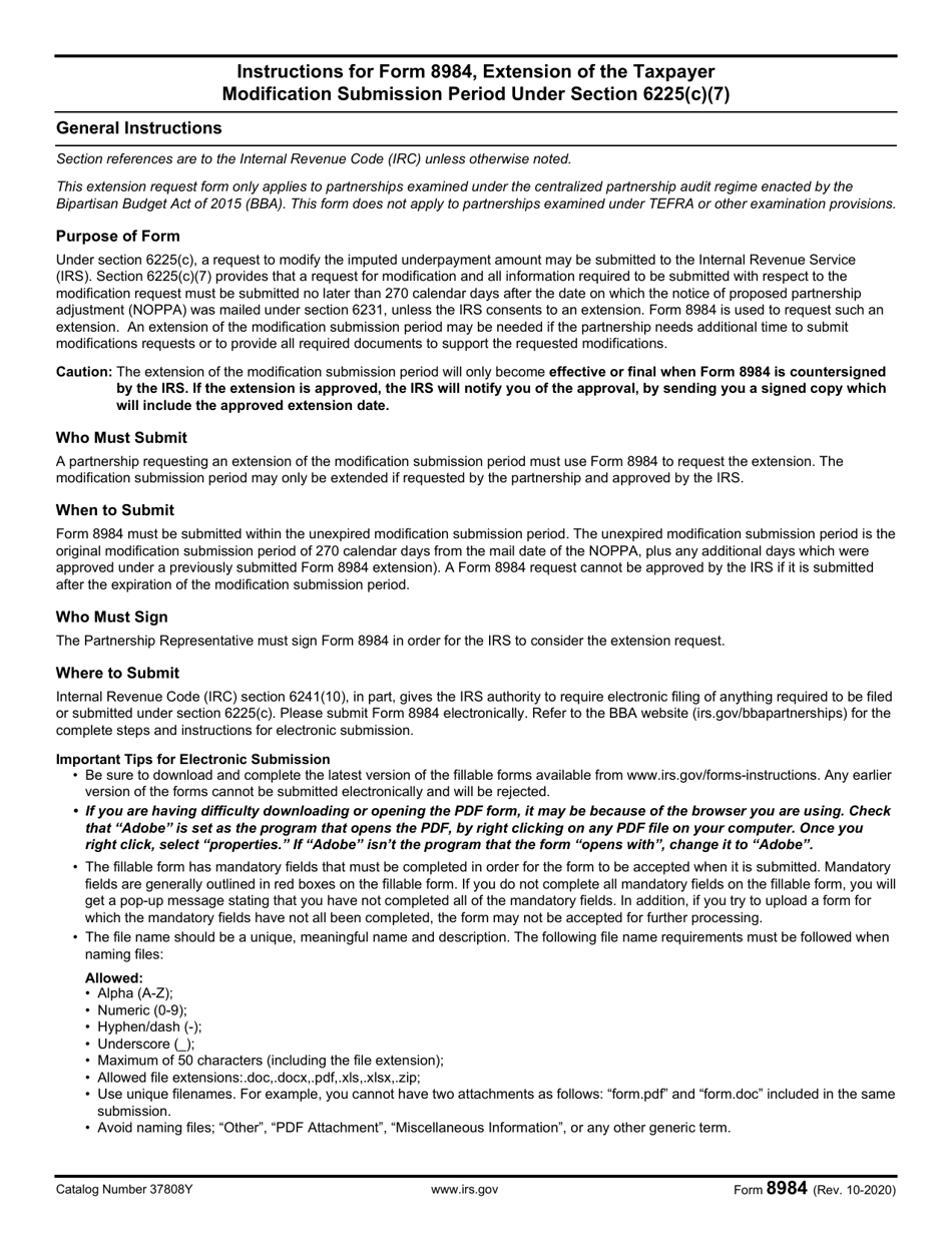 IRS Form 8984 Extension of the Taxpayer Modification Submission Period Under Section 6225(C)(7), Page 3