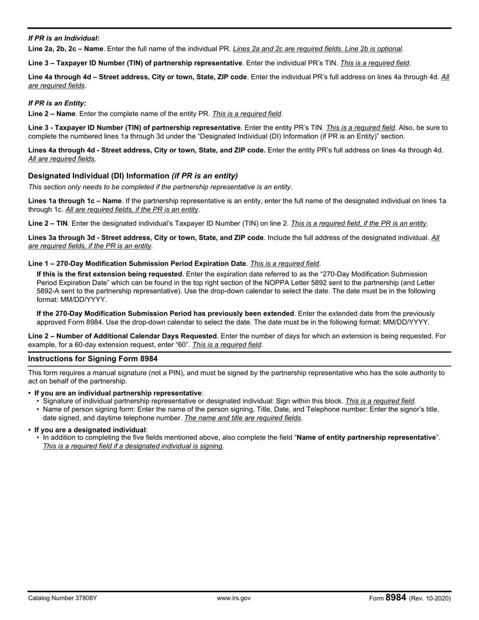 IRS Form 8984 Extension of the Taxpayer Modification Submission Period Under Section 6225(C)(7), Page 5