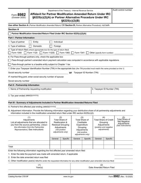 IRS Form 8982  Printable Pdf