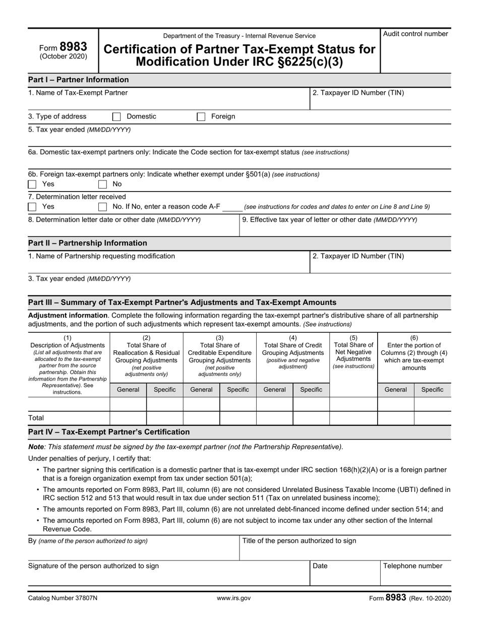 IRS Form 8983 Download Fillable PDF or Fill Online Certification of ...