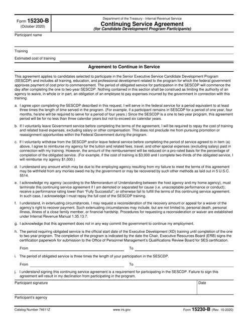 IRS Form 15230-B  Printable Pdf