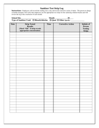 Arizona Sanitizer Test Strip Log Download Printable PDF | Templateroller