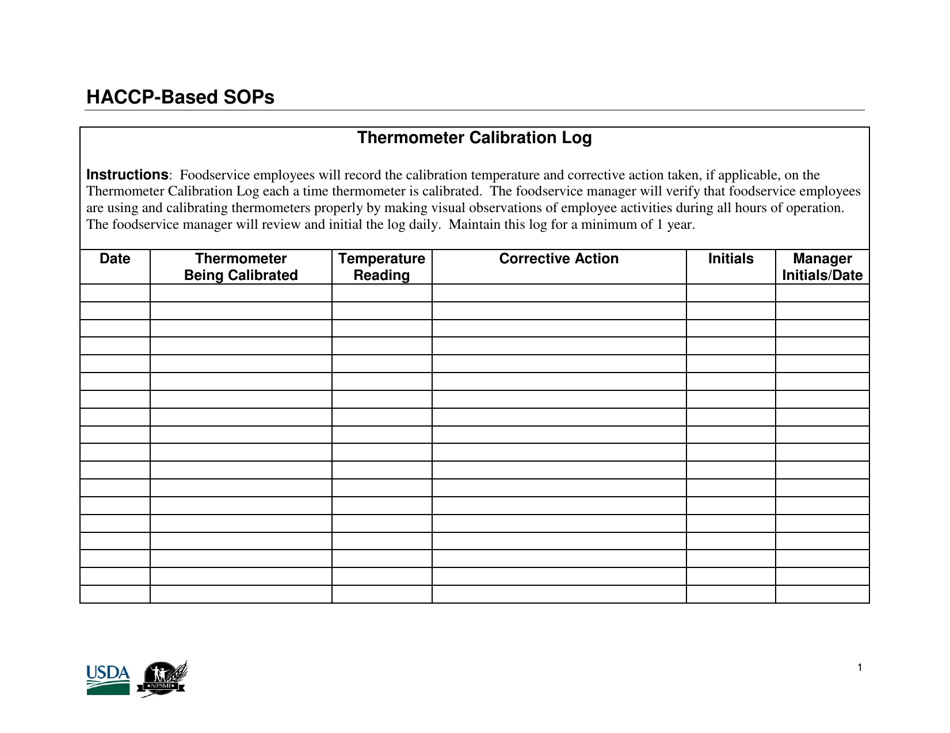 Thermometer Calibration Log - Arizona, Page 1