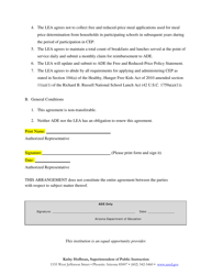 Participation Form - Local Educational Agency and Arizona Department of Education Agreement for the Community Eligibility Provision of the National School Lunch Program and School Breakfast Program - Arizona, Page 2