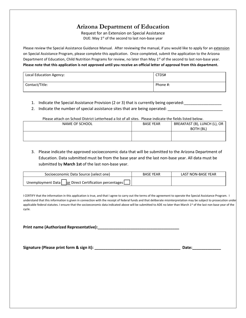 Request for an Extension on Special Assistance - Arizona, Page 2