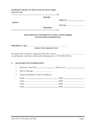 Preliminary Conference Stipulation/Order Contested Matrimonial - New York