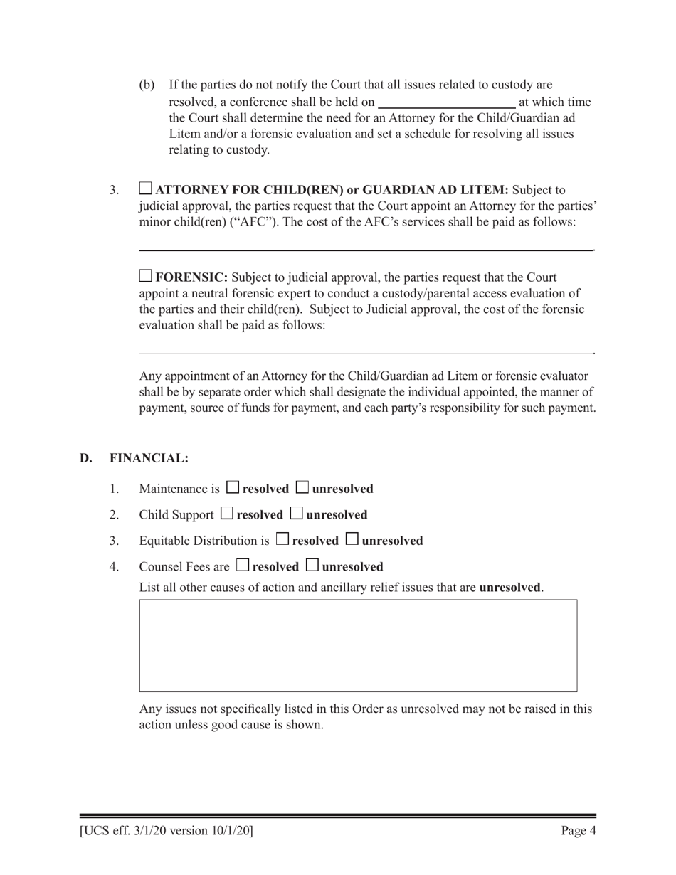 Preliminary Conference Stipulation / Order Contested Matrimonial - New York, Page 4