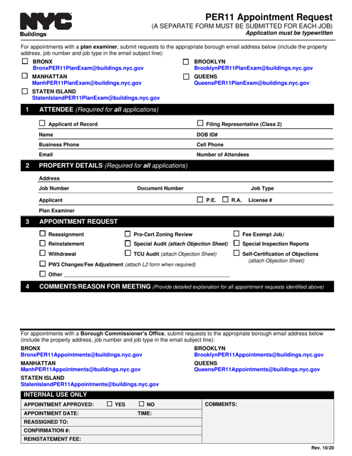Form PER11 Appointment Request - New York City